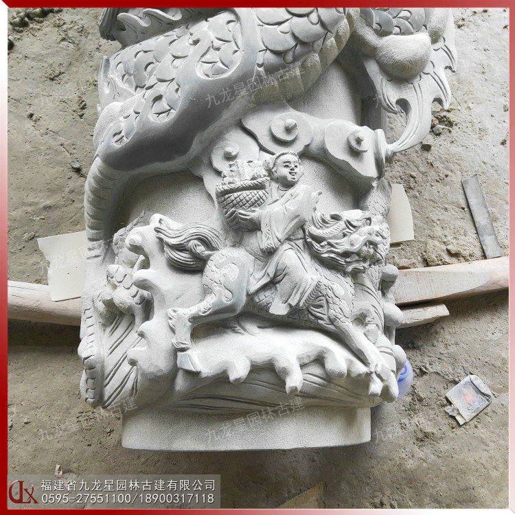 青石石雕雙龍柱